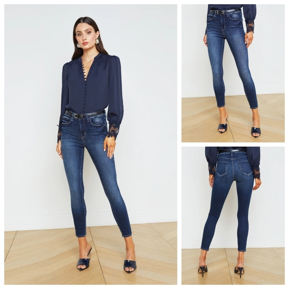 L'Agence Margot Cropped High Rise Skinny Jeans Like New - Picture 9 of 9